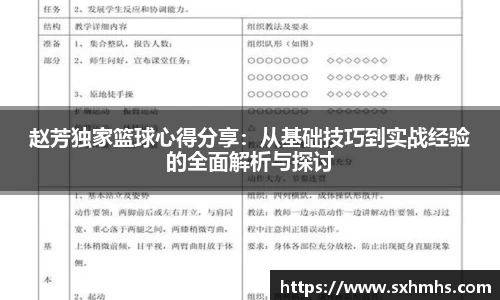 赵芳独家篮球心得分享：从基础技巧到实战经验的全面解析与探讨